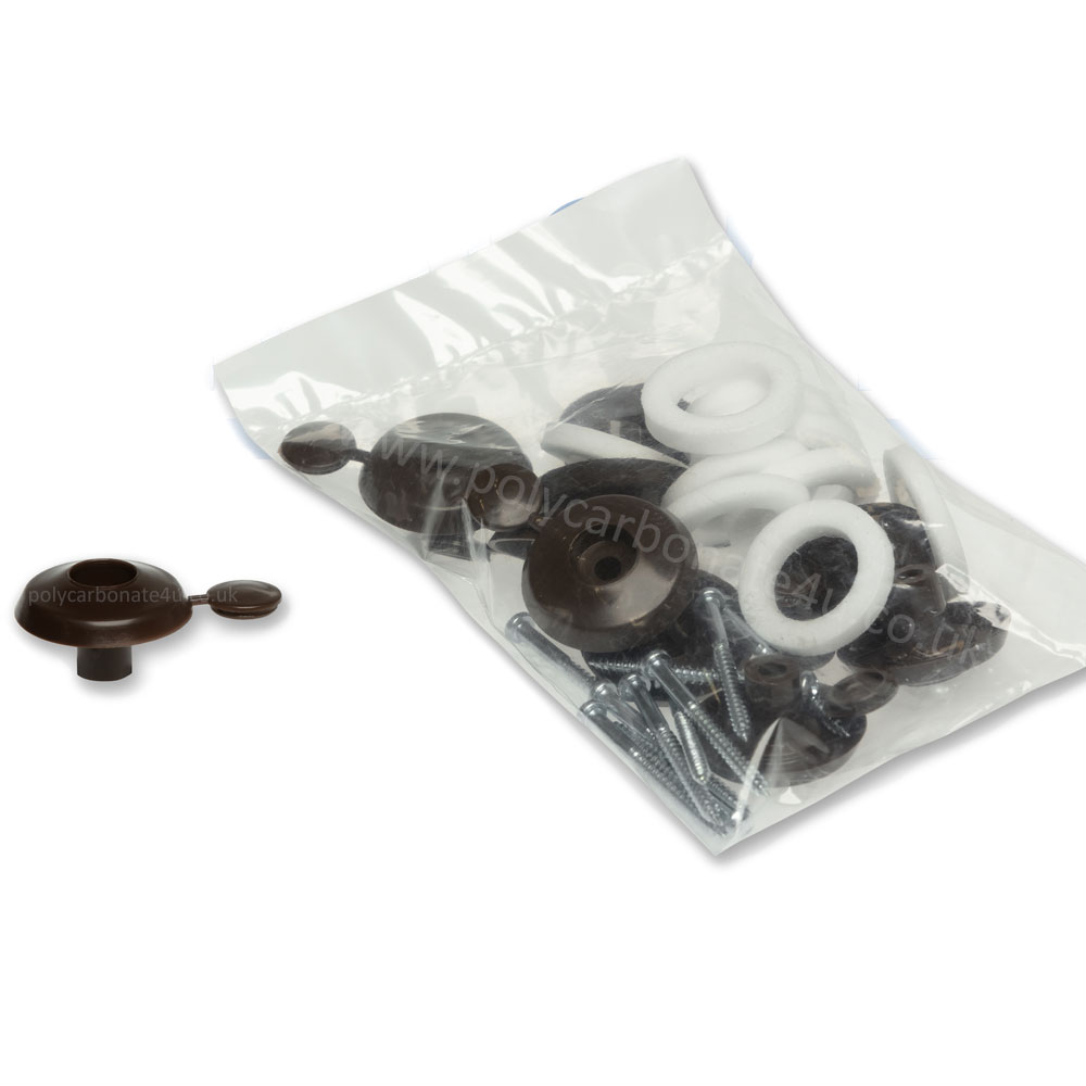 Fixing Buttons For 16mm Polycarbonate Brown Pack of 10