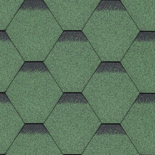 Bitumen Roofing Shingles Green Hexagonal 3m Pack