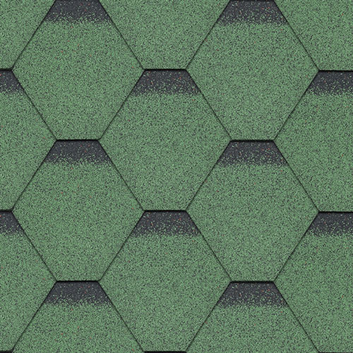 Bitumen Roofing Shingles Green Hexagonal 3m Pack