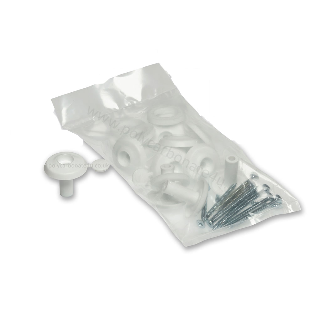 Fixing Buttons For 10mm Polycarbonate White Pack of 10