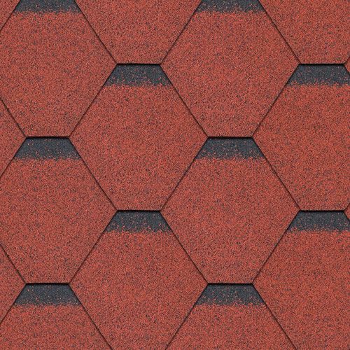 Bitumen Roofing Shingles Red Hexagonal 3m Pack